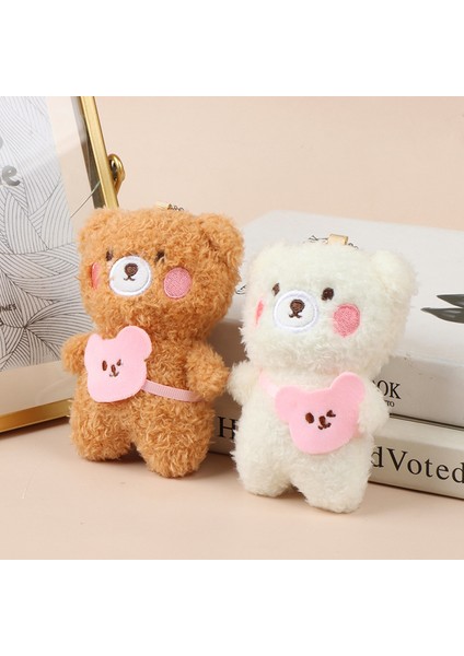 12 cm Mini Sırt Çantası Ayı Kolye Anahtarlık Teddy Bear Anahtarlık Çift Çanta Kolye Doldurulmuş Oyuncaklar Dere (Yurt Dışından)