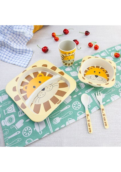 5 Adet/takım Karikatür Hayvan Plaka + Yay + Çatal + Bardak Bebek Yemek Takımı Besleme Seti Bambu Elyaf Bebek Güzel Çocuk Konteyner Sofra Seti Panda (Yurt Dışından) fırsatları