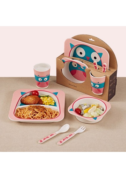 5 Adet/takım Karikatür Hayvan Plaka + Yay + Çatal + Bardak Bebek Yemek Takımı Besleme Seti Bambu Elyaf Bebek Güzel Çocuk Konteyner Sofra Seti Panda (Yurt Dışından) indirimleri