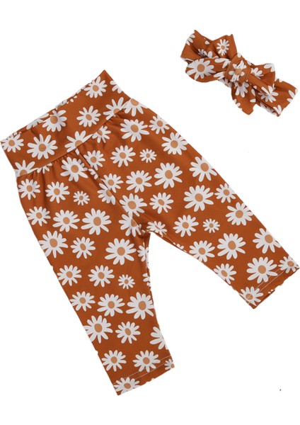 Kız Bebek Sonbahar Giysileri, Kafa Bandı ile Yumuşak Rahat Sevimli Baskılı Pantolon 2 Adet Kıyafet Seti (Yurt Dışından) fırsatları