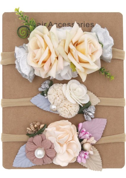 3 Adet/takım Yapay Çiçek Bebek Kız Kafa Bandı Naylon Elastik Çiçek Kız Saç Aksesuarları Bebek Duş Yenidoğan Fotoğraf Sahne (Yurt Dışından)