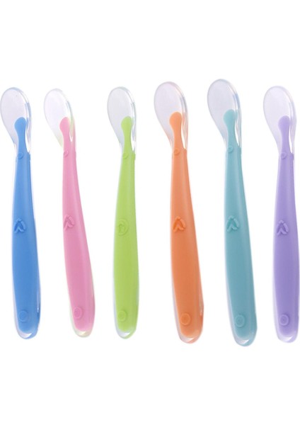 [eğlenceli Canlı] Yumuşak Silikon Bebek Besleme Kaşığı Şeker Renk Sıcaklığı Algılama Kaşık Çocuk Maması Bebek Kaşığı Besleme Yemekleri Besleyici Sofra Takımı (Yurt Dışından)