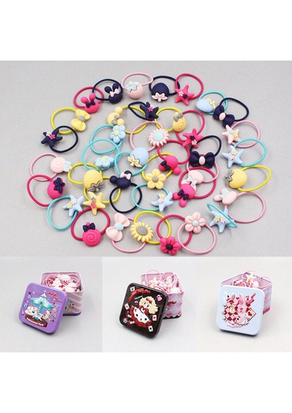 40 Adet/grup Renkli Bebek Kız Elastik Saç Halat Karikatür Saç Bantları Prenses Kızlar Elastik Saç Halat Kutusu ile Saç Aksesuarları (Yurt Dışından)
