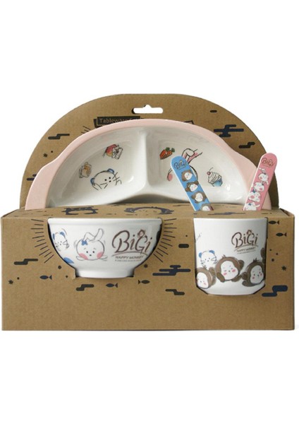 Yemekleri Bebek Besleme Çocuk Sofra Bebek Maması Yemekleri Çocuk Mutfak Bebek Besleme Kasesi Tabak Kaşık 5 Adet/takım, B (Yurt Dışından)