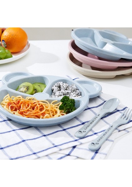 [eğlenceli Canlı] 1 Takım Bebek Kase Kaşık Çatal Besleme Sofra Bpa Ücretsiz Karikatür Ayı Çocuk Tabaklar Yemek Yemek Takımı Seti Anti-Isı Eğitim Plakası (Yurt Dışından) indirimleri