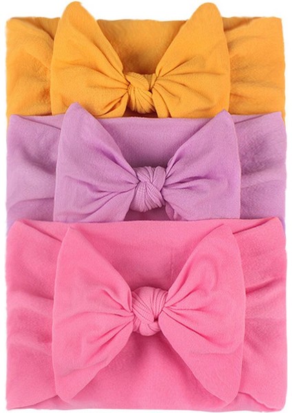 3 Adet Yenidoğan Bebek Kafa Bandı Yumuşak Yaylar Elastik Bantlar Saç Bandı Kızlar Için Düz Renk Yürümeye Başlayan Çocuk Türban Bebek Saç Aksesuarları (Yurt Dışından)