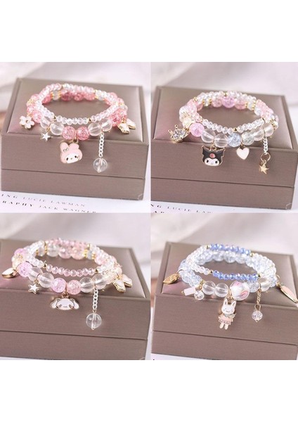 Yeni Sanrio Bilezik Kawaii Anime Melody Kuromi Cinnamoroll Kristal Bilezik Kız Ins Takı Çift Sanrio Çocuk Oyuncakları (Yurt Dışından)