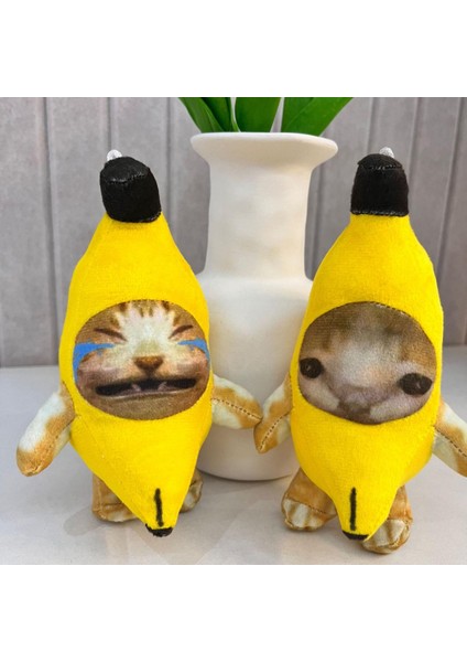Tik Tok Yaratıcı Muz Kedi Bebek Sesli Peluş Oyuncak Komik Wow Wow Ses Kolye Eğlenceli Bebek (Yurt Dışından)