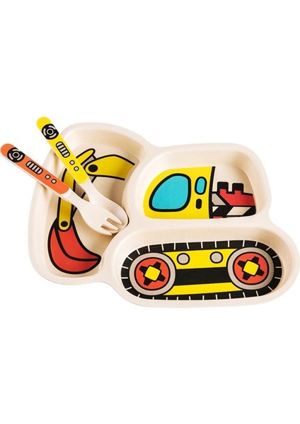 Srıwen 3 Adet/takım Bebek Çanak Sofra Çocuk Karikatür Araba Besleme Kasesi Yemekleri Çocuklar Doğal Bambu Elyaf Yemek Takımı Çatal Kaşık Plaka (Yurt Dışından) modelleri