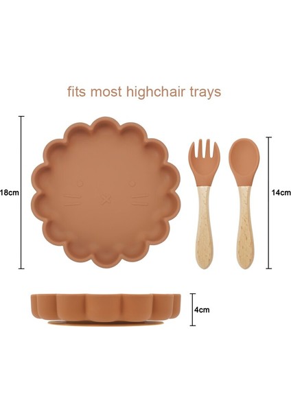 [eğlenceli Canlı] Bebek Ücretsiz Kombinasyon Kiti Yeniden Kullanılabilir Gıda Sınıfı Karikatür Aslan Tarzı Silikon Çocuk Besleme Yemek Kasesi Kaşık (Yurt Dışından) indirimleri