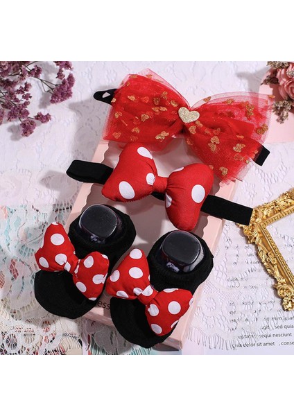 3 Adet Çiçek Kız Bebek Çorap Saç Bantları Seti Çiçek Fiyonklar Taç Yenidoğan Hairband Kaymaz Çorap (Yurt Dışından)