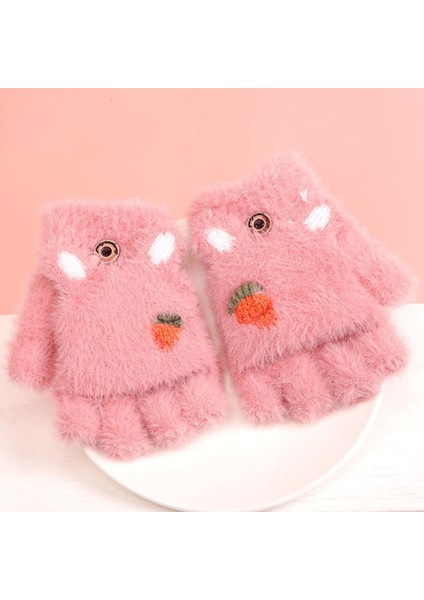 Tavşan Kulakları Çocuk Eldiven Karikatür Yarım Parmak Yumuşak Sıcak Çocuk Eldivenler (Yurt Dışından)