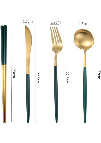 Panda Online 304 Paslanmaz Çelik Tavuskuşu Yeşil Altın Vintage Çatal Çubuklarını Çatal Kaşık Yemek Seti Kore Mutfak (Yurt Dışından) fiyatları