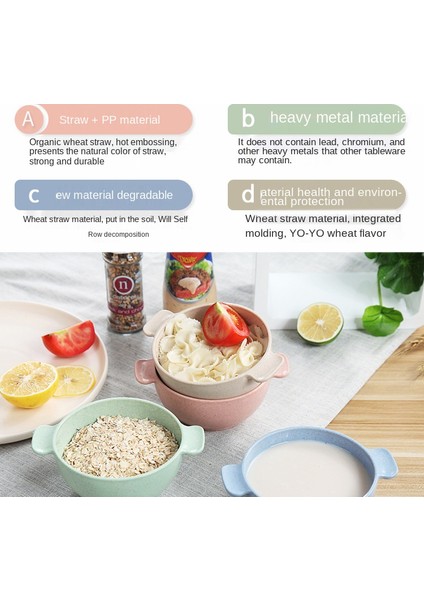 【happier】 Buğday Samanı Çocuk Kase ve Kaşık Seti Bebek Besleme Kasesi Kırılmaz Çocuk Kase ve Kaşık (Yurt Dışından) fırsatları