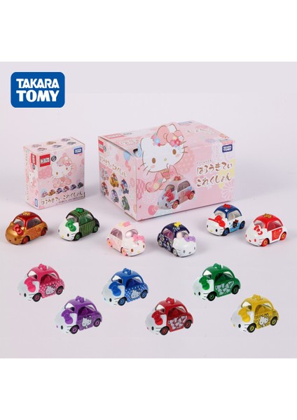 Takara Tomy Araba Hello Kitty Anime Mini Sevimli Oyuncaklar Yığın Yüksekliği Kibrit Kutusu Arabalar Dönüş Arabası Çocuklar Noel Doğum Günü Si (Yurt Dışından)