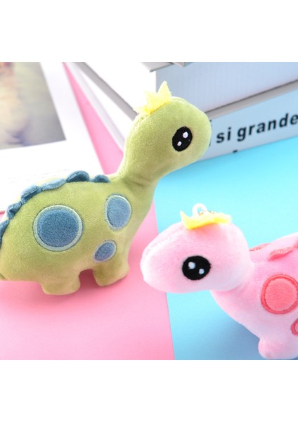Mini Sevimli Karikatür Taç Dinozor Yumuşak Peluş Bebek Asılı Oyuncak Çanta Kolye Dekor (Yurt Dışından)