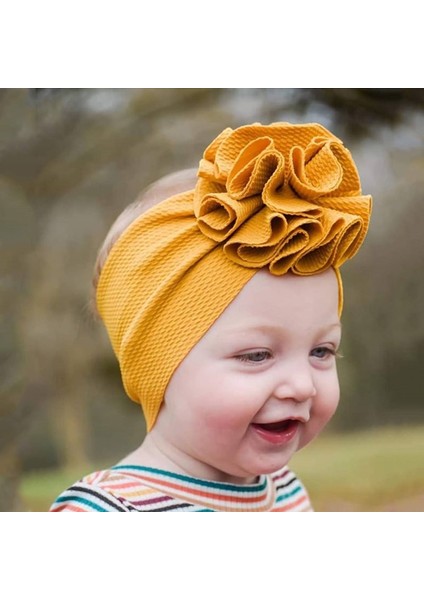 Sevimli Büyük Çiçek Fiyonkları Kumaş Bebek Kafa Bandı Yenidoğan Headwrap Katı Pembe Elastik Bebek Kız Bantlar Çocuk Kız Saç Aksesuarları (Yurt Dışından) modelleri