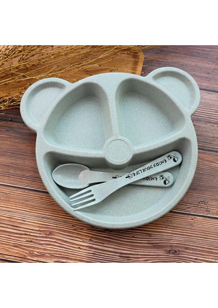 [etop]bebek Yemek Tabağı Kase Kaşık Çatal Besleme Seti Sofra Karikatür Ayı Şekilli Çocuklar Bölünmüş Yemek Yemek Takımı (Yurt Dışından)