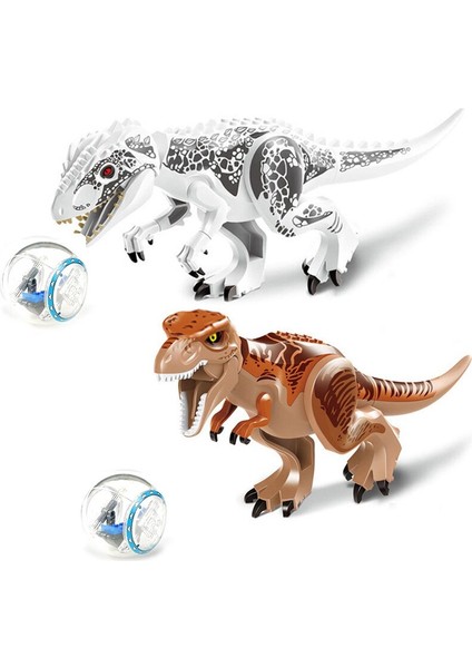 Jurassic Dinozor Parkı Dinos Dünya Yapı Taşları Hayvanlar Tyrannosaurus Rex Indominus I-Rex Mavi Figürler Triceratops Oyuncaklar (Yurt Dışından)