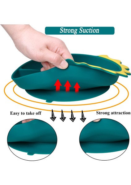 【happier】 Yumuşak Silikon Bebek Besleme Tabağı Bebek Yemek Takımı Seti Silikon Kase Kaşık ve Çatal ile Kolay Temizlenebilir ve Su Geçirmez Setler (Yurt Dışından) fiyatları