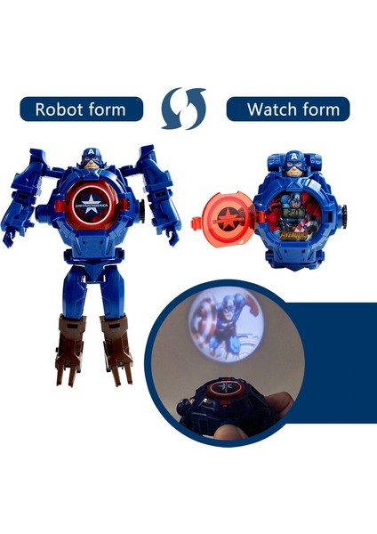 Disney Karikatür Çocuk Izle 3D Projeksiyon Deforme Izle Anime Superman Örümcek Adam Ironman Dondurulmuş Dijital Saat Çocuk Oyuncakları Ler (Yurt Dışından)