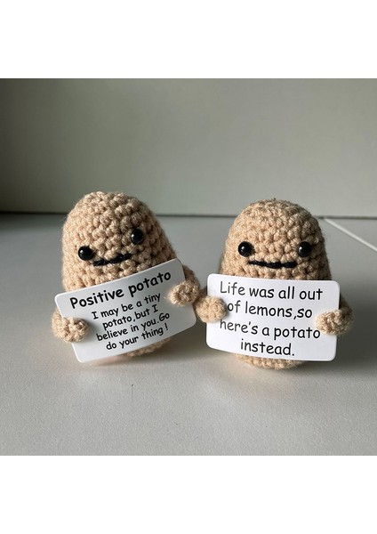 Komik Pozitif Patates Sevimli Yün Örgü Bebek Pozitif Kart Pozitifliği Onay Kartları ile Komik Örme Patates Bebek (Yurt Dışından) fiyatları