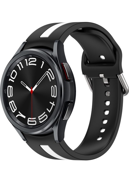 Samsung Galaxy Watch 6 Classic Için Silikon Kayış 47MM Siyah+Beyaz (Yurt Dışından)