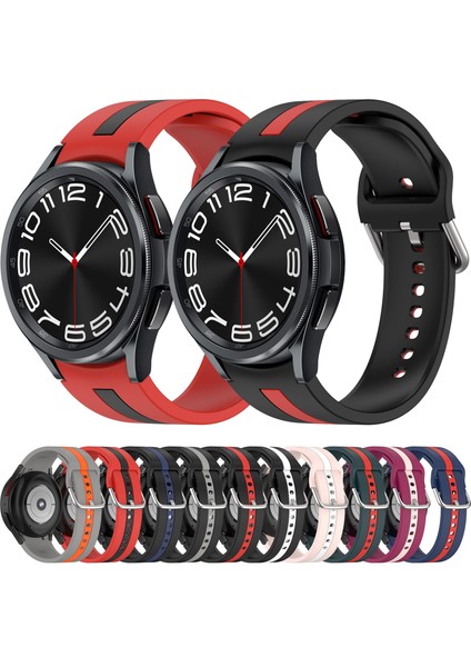 Samsung Galaxy Watch 6 Classic Için Silikon Kayış 47MM Siyah+Beyaz (Yurt Dışından)