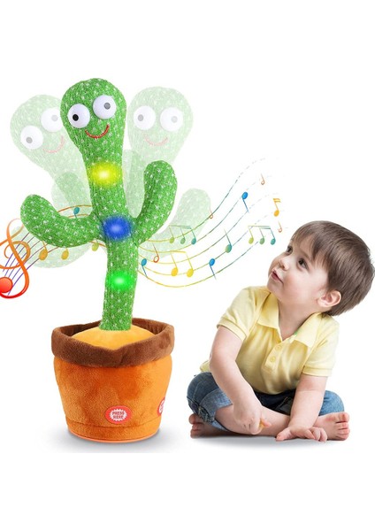 120 Ingilizce Şarkı ve LED Aydınlatma ile Dans Eden Kaktüs Bebek Güzel Oyuncak (Yurt Dışından)