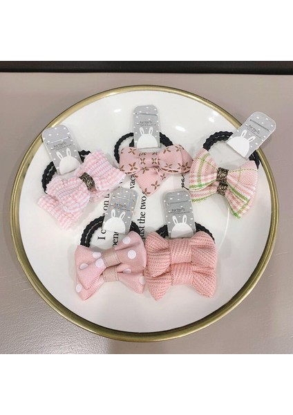 5 Çift Elastik Saç Bantları Kızlar Için Yaylar Çocuklar At Kuyruğu Tutucu Nokta Çiçek Çocuk Saç Halka Lastik Bant Bebek Saç Aksesuarları (Yurt Dışından)