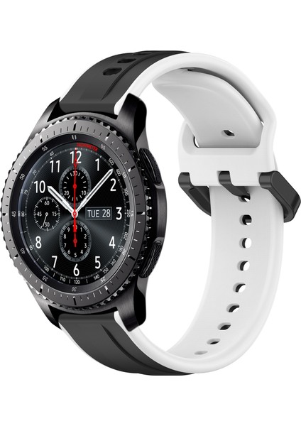 Samsung Gear S3 Frontier Siyah+Beyaz Için Dışbükey Döngü Silikon Kayış (Yurt Dışından)