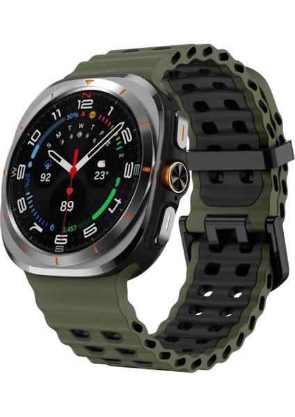 Samsung Galaxy Watch Ultra 47MM Ordu Yeşil Siyah Için Silikon Watch Band (Yurt Dışından)