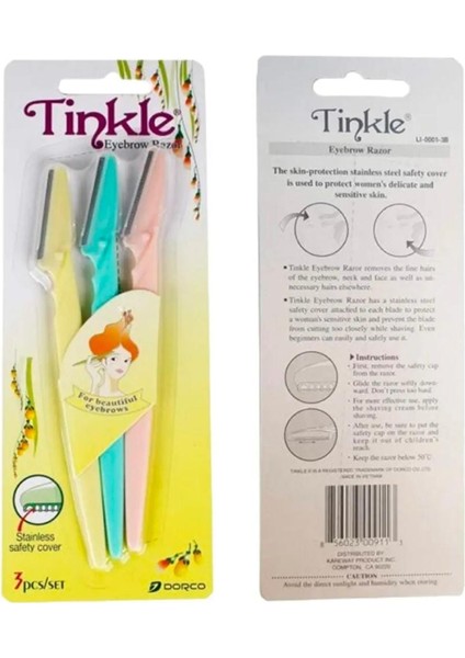 Tinkle Women - Kaş Tıraş Makinesi - Saç Kesme Makinesi Tıraş Makinesi ve Aracı, Güvenlik Kapaklı Yüz Tıraş Makinesi (3'lü Paket) (Yurt Dışından)