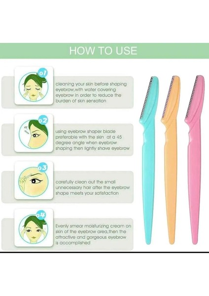 Tinkle Women - Kaş Tıraş Makinesi - Saç Kesme Makinesi Tıraş Makinesi ve Aracı, Güvenlik Kapaklı Yüz Tıraş Makinesi (3'lü Paket) (Yurt Dışından)