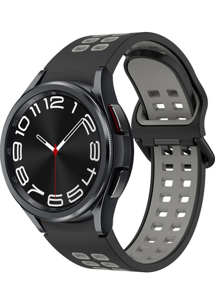 Samsung Galaxy Watch 6 Classic Için Silikon Kayış 47MM Siyah + Gri (Yurt Dışından)