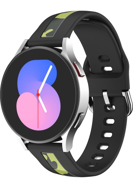 Samsung Galaxy Watch 5 40MM / 44MM Siyah Yeşil Kamuflaj Için Silikon Watch Band (Yurt Dışından)