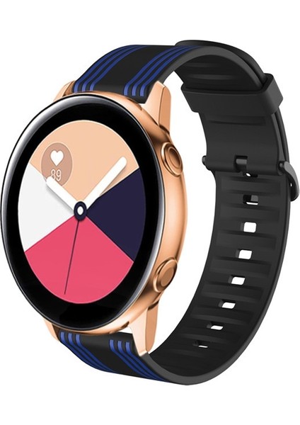 20MM D Silikon Kayış Siyah Mavi (Yurt Dışından)