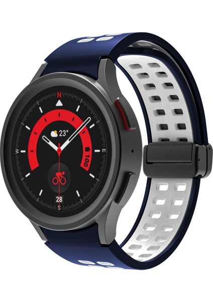 Samsung Galaxy Watch5 Pro Mavi Beyaz Için Silikon Saat Bandı (Yurt Dışından)