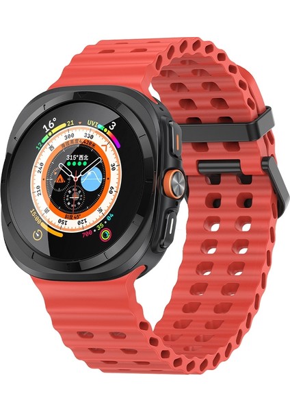 Samsung Galaxy Watch Ultra 47MM Kırmızı Için Ocean Silikon Kayış (Yurt Dışından)