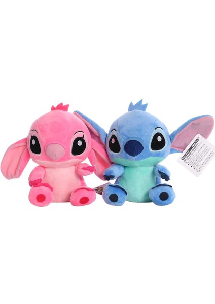 Disney Kawaii Mavi Pembe Dikiş Peluş Bebek Karikatür Anime Oyuncaklar Lilo ve Stitch Sevimli Yumuşak Doldurulmuş Oyuncaklar Çocuklar Için Noel Leri (Yurt Dışından)