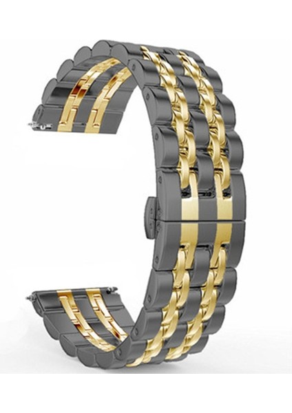 Yedi Boncuklu Ste Kayış 22MM Erkek Versiyonu Siyah Altın (Yurt Dışından)