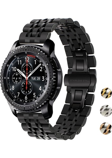 Yedi Boncuklu Ste Kayış 22MM Erkek Versiyonu Siyah Altın (Yurt Dışından)