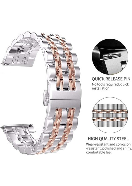 Yedi Boncuklu Ste Kayış 22MM Erkek Versiyonu Siyah Altın (Yurt Dışından)