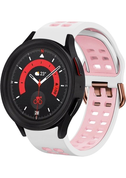 Samsung Galaxy Watch 5 40MM Beyaz+Pembe Için Silikon Watch Band (Yurt Dışından)