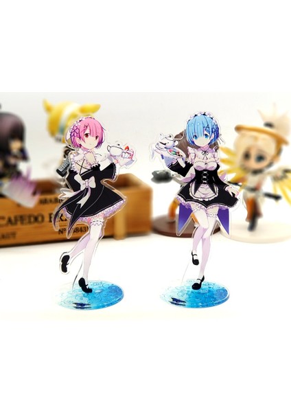 Re Zero Başka Bir Dünyada Hayata Başlamak Ram Rem Akrilik Stand Şekilli Kalıp Çift Taraflı Plaka Tutucu Topper Anime (Yurt Dışından)