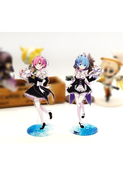 Re Zero Başka Bir Dünyada Hayata Başlamak Ram Rem Akrilik Stand Şekilli Kalıp Çift Taraflı Plaka Tutucu Topper Anime (Yurt Dışından)