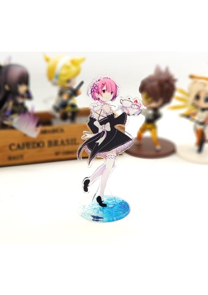 Re Zero Başka Bir Dünyada Hayata Başlamak Ram Rem Akrilik Stand Şekilli Kalıp Çift Taraflı Plaka Tutucu Topper Anime (Yurt Dışından)