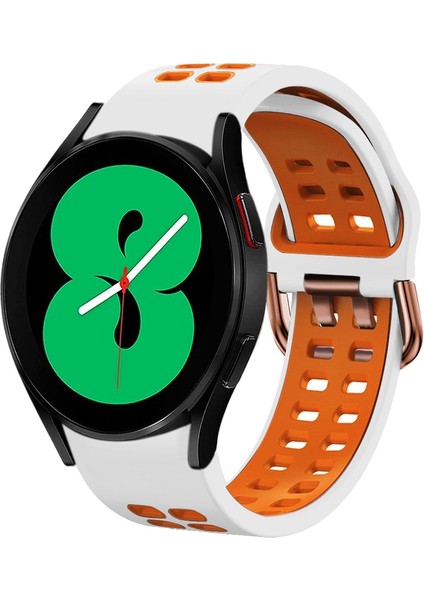 Samsung Galaxy Watch 4 44MM Beyaz+Turuncu Için Silikon Watch Band (Yurt Dışından)