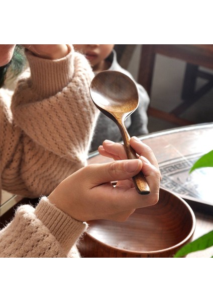 Vintage Çin Tarzı El Işi Ahşap Çorba Kaşığı 2'li Set, Akşam Yemeği, Salata Tatlıları, Atıştırmalıklar, Pilav, Çorba, Meyve (Yurt Dışından) modelleri