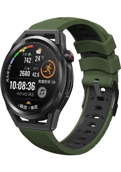 Samsung Galaxy Watch 46MM Ordu Yeşili Siyah Için Silikon Kayış (Yurt Dışından)